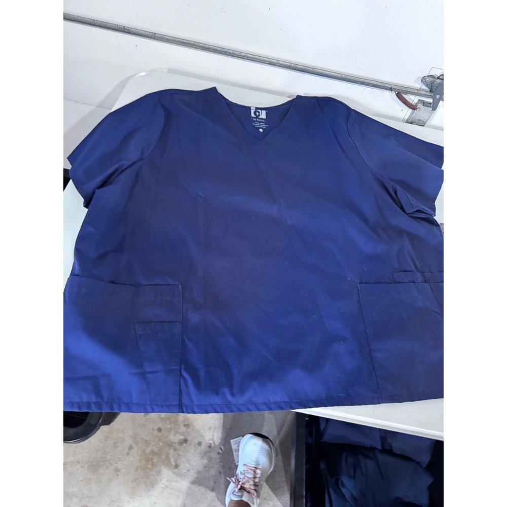 ICU by Barco Scrub Top Womens 4XL Indigo Blue V-Neck 4 Pocket Uniform NEW